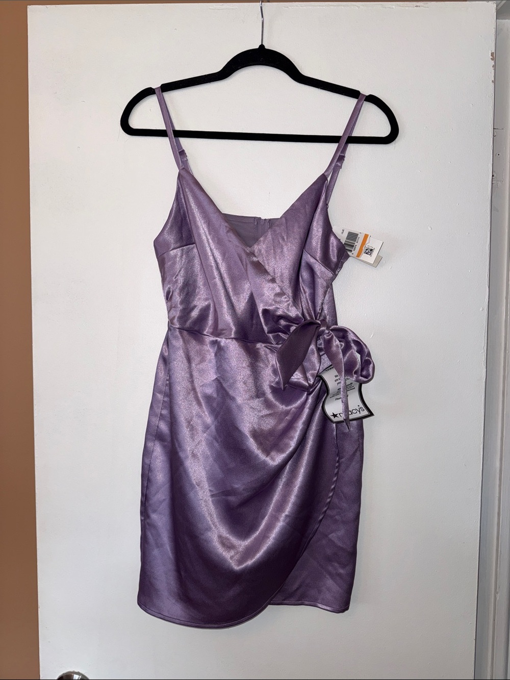 Speechless Lilac Satin Wrap Mini Dress with Side Tie